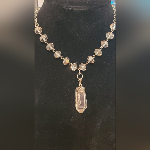 Clear Quartz Crystal Point Charm on 16"-18" necklace Abundance & Prosperity - Picture 2 of 6